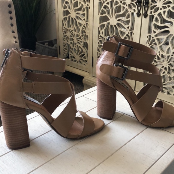 Steve Madden Tan Leather Sandals SZ 6 - Picture 8 of 13